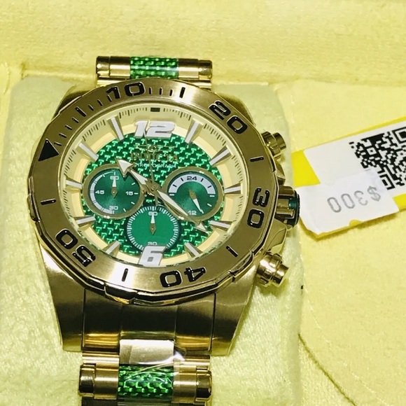 Invicta Men 53mm Speedway Chronograph Green Dial, Gold, Green Tone  Watch - Picture 5 of 12